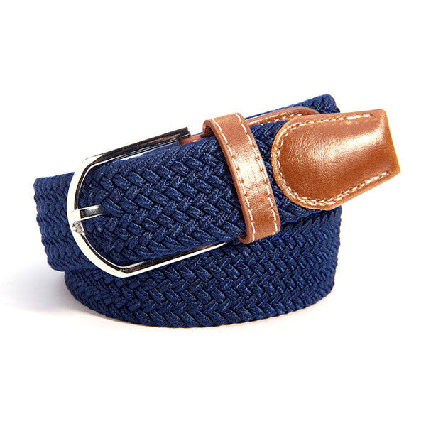 31 Colors Canvas Plain Webbing Metal Buckle Woven Stretch Unisex Belt