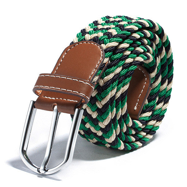 31 Colors Canvas Plain Webbing Metal Buckle Woven Stretch Unisex Belt