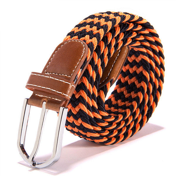 31 Colors Canvas Plain Webbing Metal Buckle Woven Stretch Unisex Belt