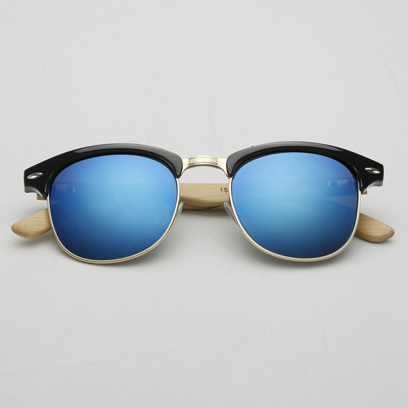 Half-Frame Unisex Wooden Sunglasses Unisex