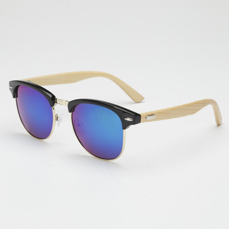 Half-Frame Unisex Wooden Sunglasses Unisex