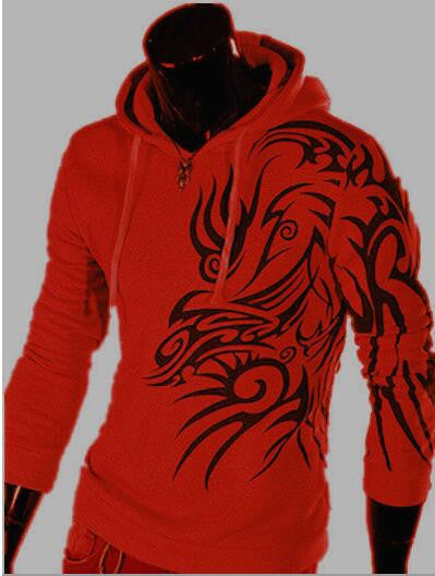 Dragon Printed Mens Hooded Sweatshirts for Man