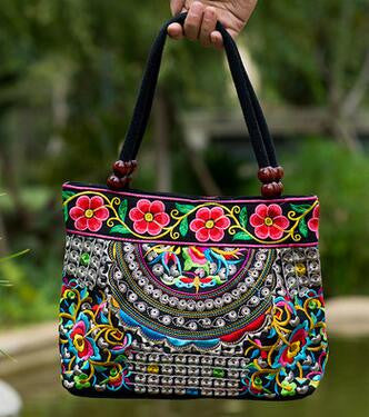 National Trend Embroidery Double Faced Shoulder Bag bws Totes