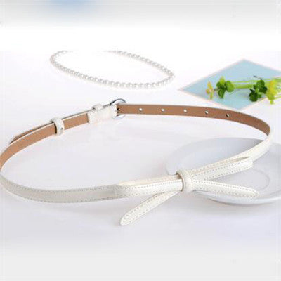 Small Bow Decoration Slim Belt For Women