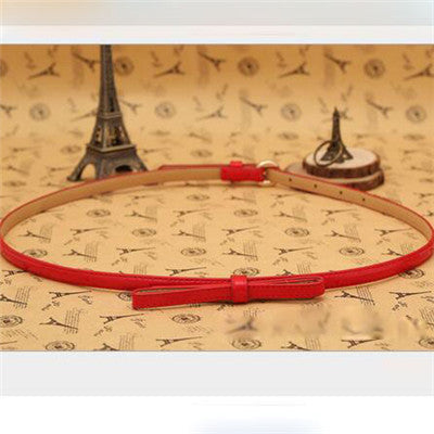 Small Bow Decoration Slim Belt For Women