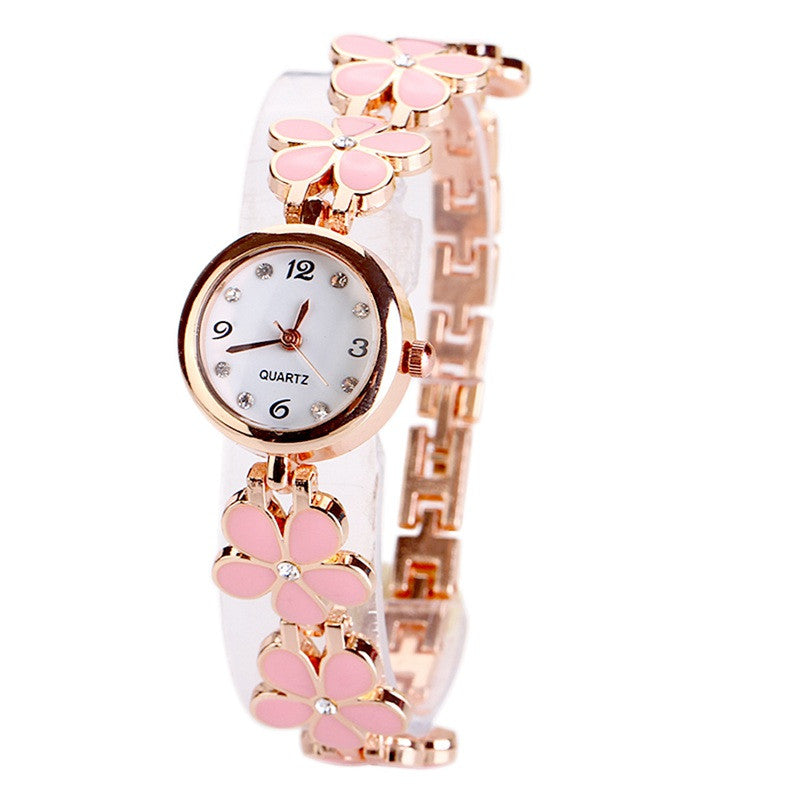 Lovely Daisies Flower Rose Gold Bracelet Wrist Wacth ww-b