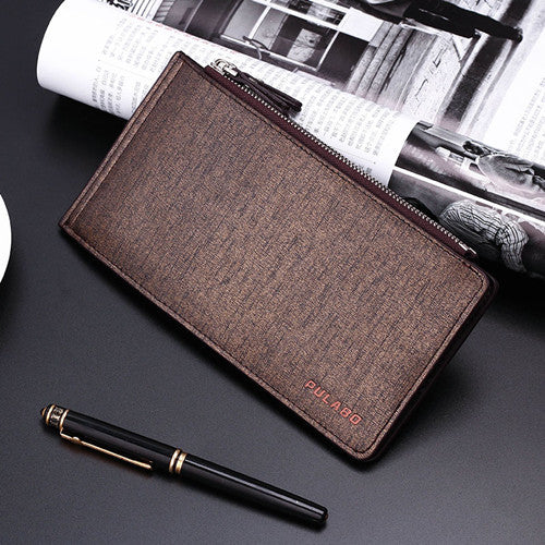 Double Zippers Ultra Thin Business Wallet for Men