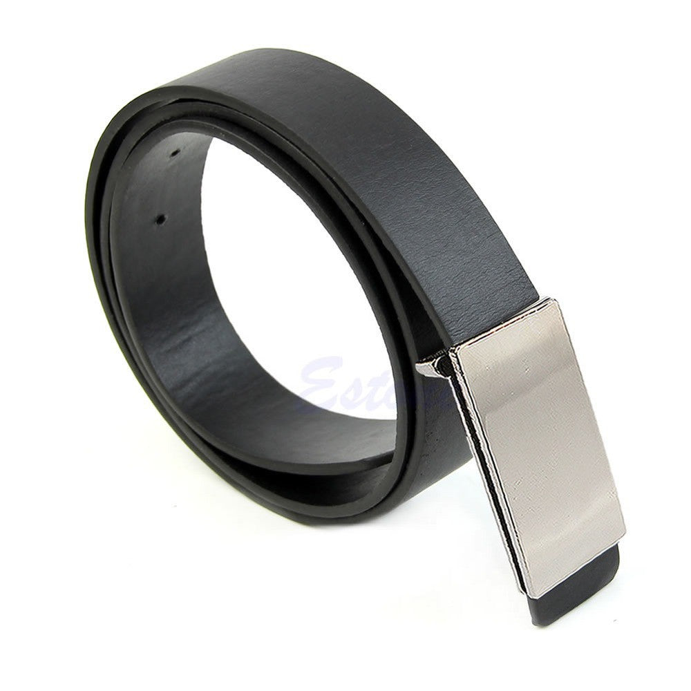 Faux Leather Metal Automatic Formal Buckle Dress Belt for Men