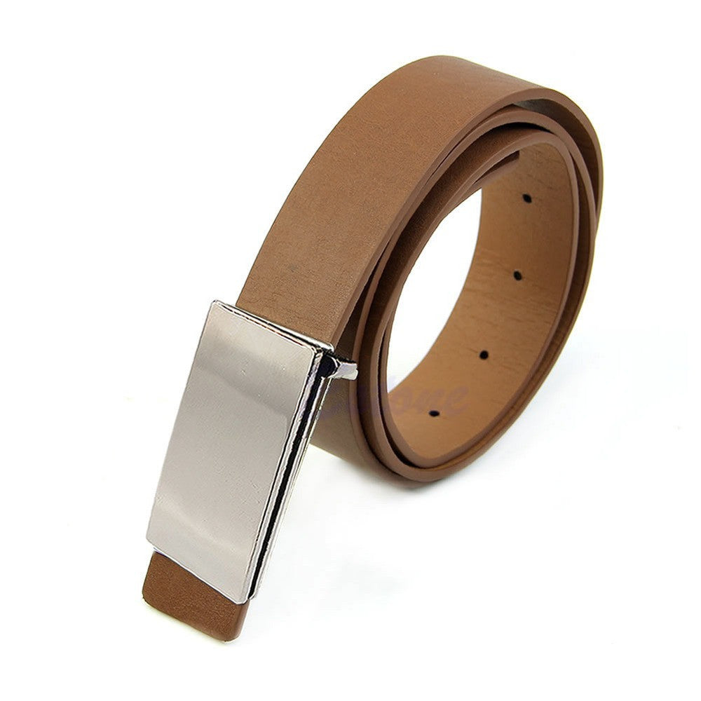 Faux Leather Metal Automatic Formal Buckle Dress Belt for Men