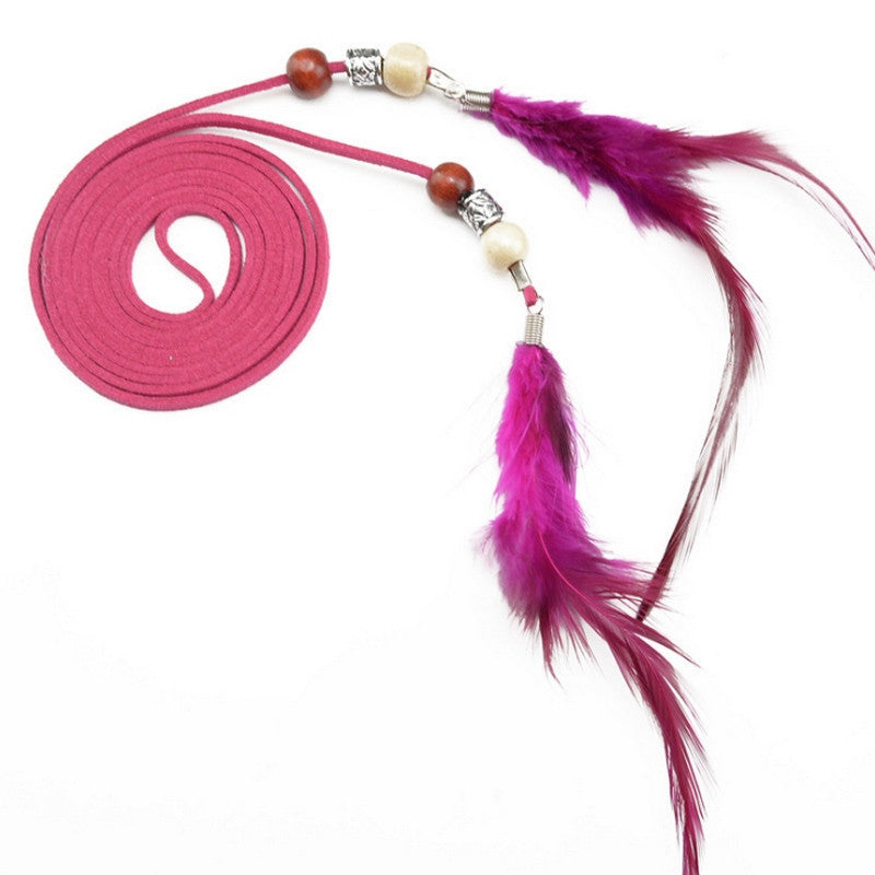 New Feather Tassel Leather Belt For Women Thin Belt Rope For Dress