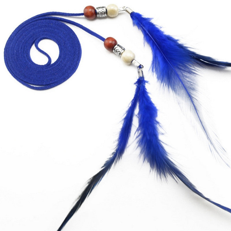 New Feather Tassel Leather Belt For Women Thin Belt Rope For Dress