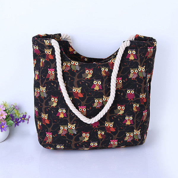 Canvas Floral Printing Shoulder Beach Bags bws Casual Female Tote