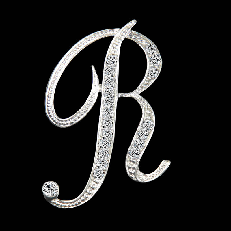 High quality crystal 26 letters brooch