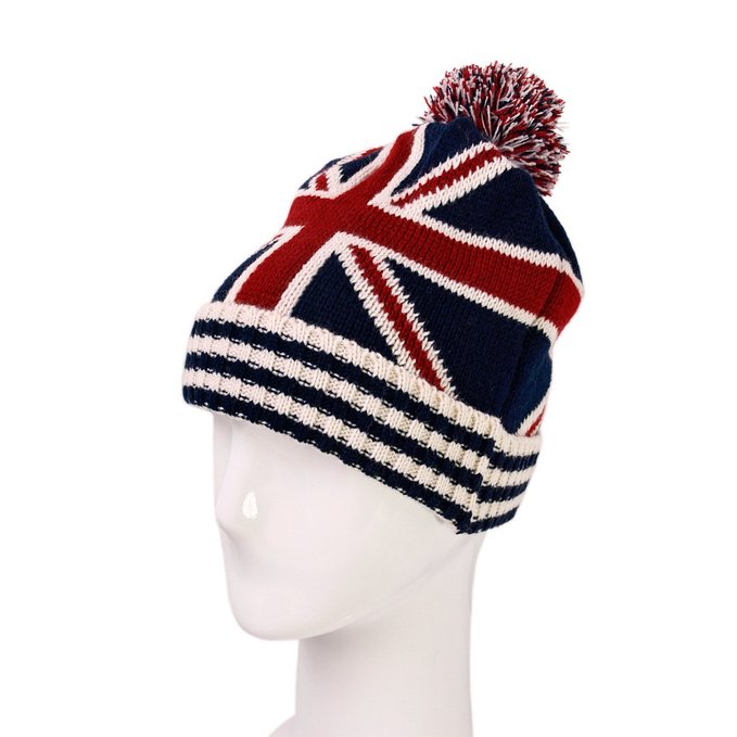 New USA & UK Flag Design Knitted Earflap Unisex Hats