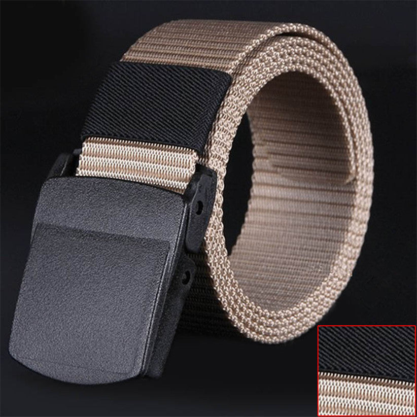 Canvas Wasit Belt with Plastic Automatic Buckle Unisex Belt