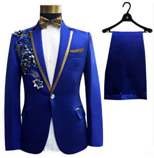 Wonder Design Men's Suits (Jacket + Pants) Embroidered Male Singer Performance Costumes