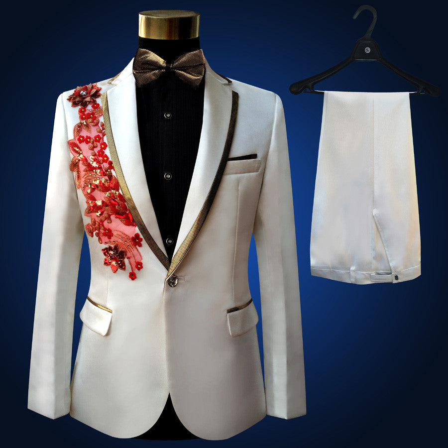 Wonder Design Men's Suits (Jacket + Pants) Embroidered Male Singer Performance Costumes