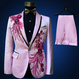 Wonder Design Men's Suits (Jacket + Pants) Embroidered Male Singer Performance Costumes