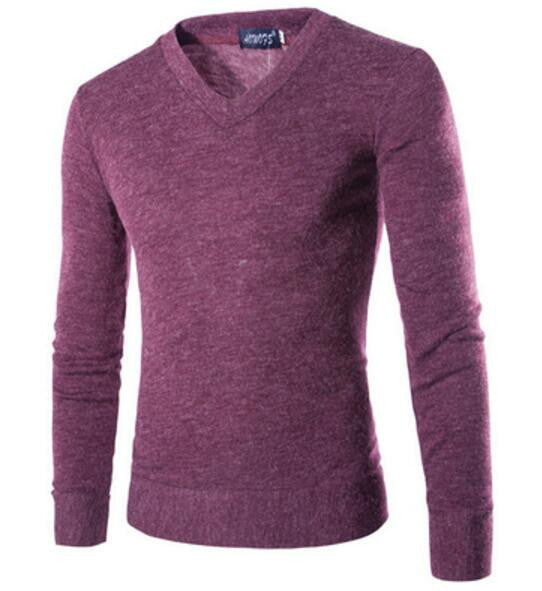 V-Neck Sweater For Men Stylish Knitted Solid Pullover in 7 Colors