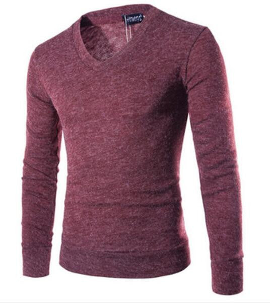 V-Neck Sweater For Men Stylish Knitted Solid Pullover in 7 Colors