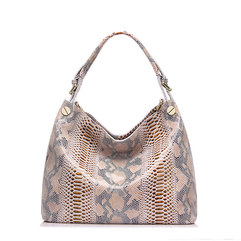 Genuine Leather Serpentine Prints Leather Handbags Hobos Tote