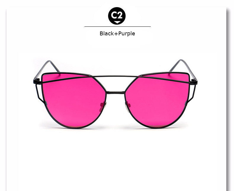 Brand Designer Twin-Beams Newest Cat Eye Sunglasses For Women