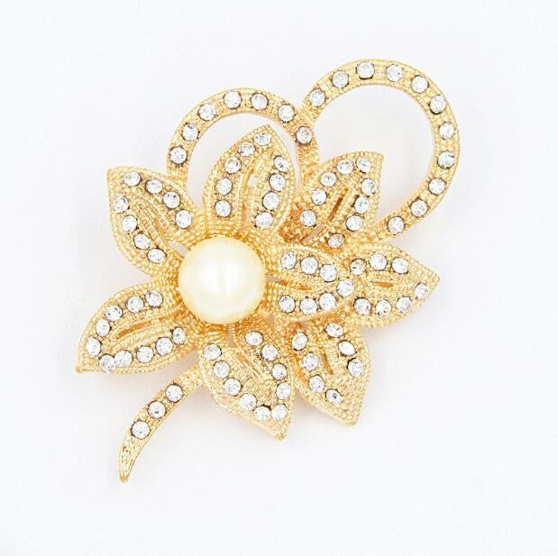 High Quality Vintage Style Crystals Pearl Big Bow Brooch