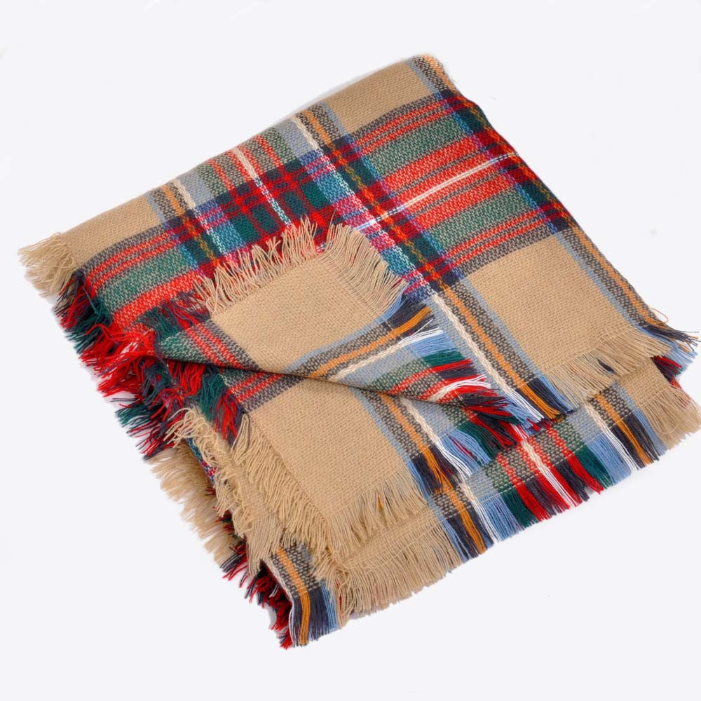 Plaid warm winter scarves shawls