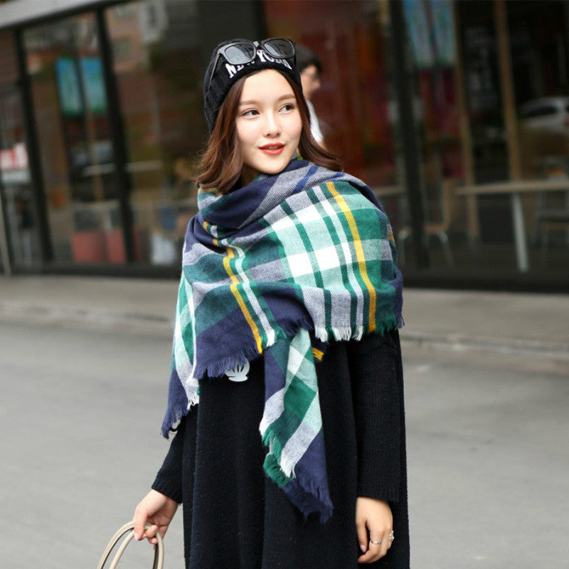 Plaid warm winter scarves shawls