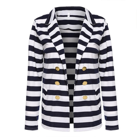 Stripes Fashion Spring Women Blazer