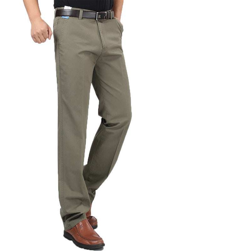 Summer Style Thin High Waist Breathable Cotton Men's Formal Pants