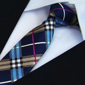Slim Ties for Men Polyester Plaid Business Fashion