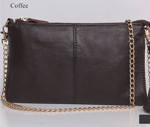 Soft Genuine Leather Women Clutch Chain Crossbody Bag