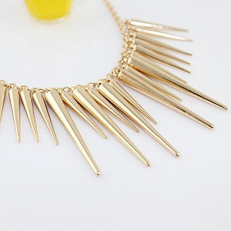 Steampunk Gold Silver Color Chain Spike Maxi Necklaces