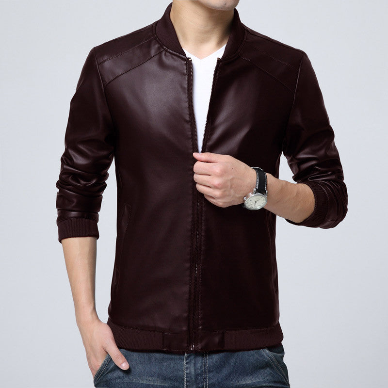 New Style Thin Fashion Cool Slim Leather Casual Jacket for Men