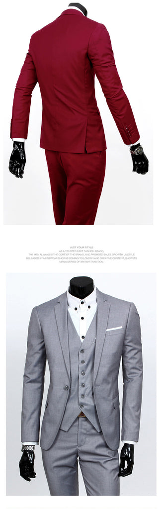 Formal Men's Suits 3pcs Business/Wedding Set (Jacket+Pants+Vest)