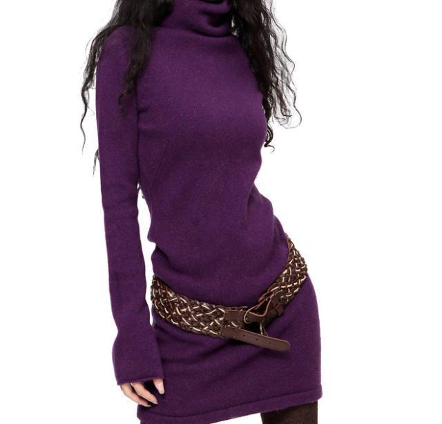 Cashmere Wool Blended Slim Pullover With High Collar Sweaters For Women