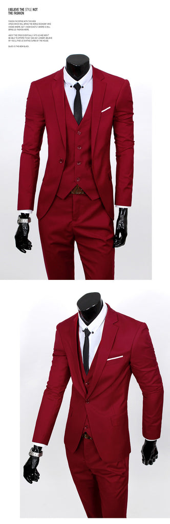 Formal Men's Suits 3pcs Business/Wedding Set (Jacket+Pants+Vest)