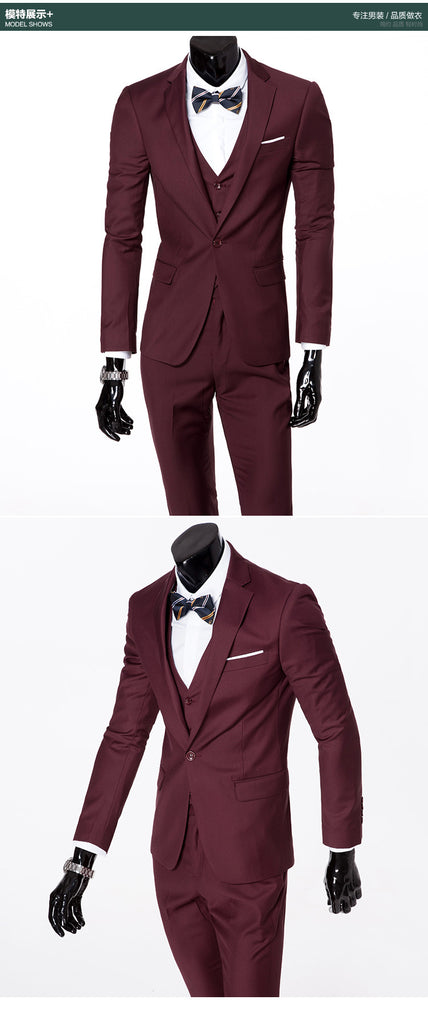 Formal Men's Suits 3pcs Business/Wedding Set (Jacket+Pants+Vest)