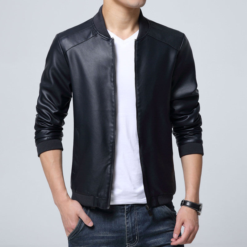 New Style Thin Fashion Cool Slim Leather Casual Jacket for Men