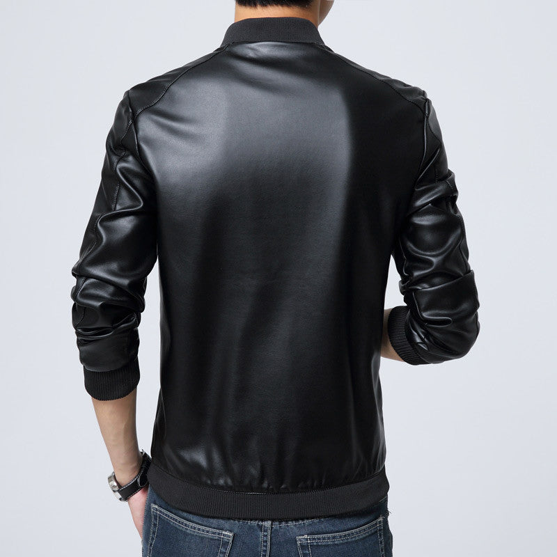 New Style Thin Fashion Cool Slim Leather Casual Jacket for Men