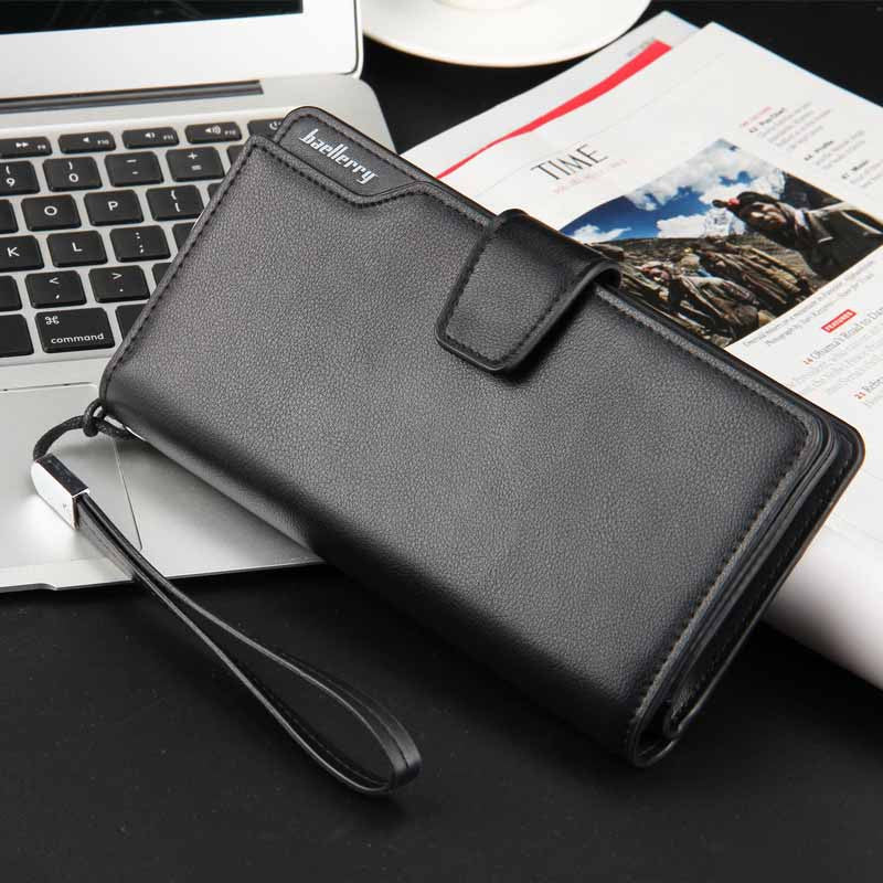 Top Quality Leather Long Wallet For Men Zipper