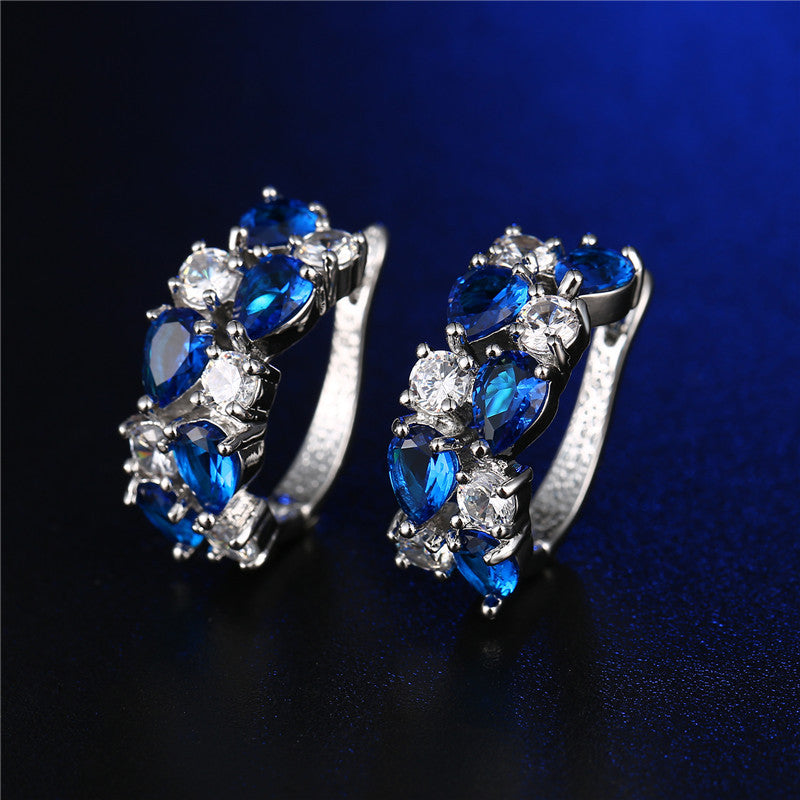 Trendy Colorful Stud Earrings Sliver Rose Gold Plated Earrings