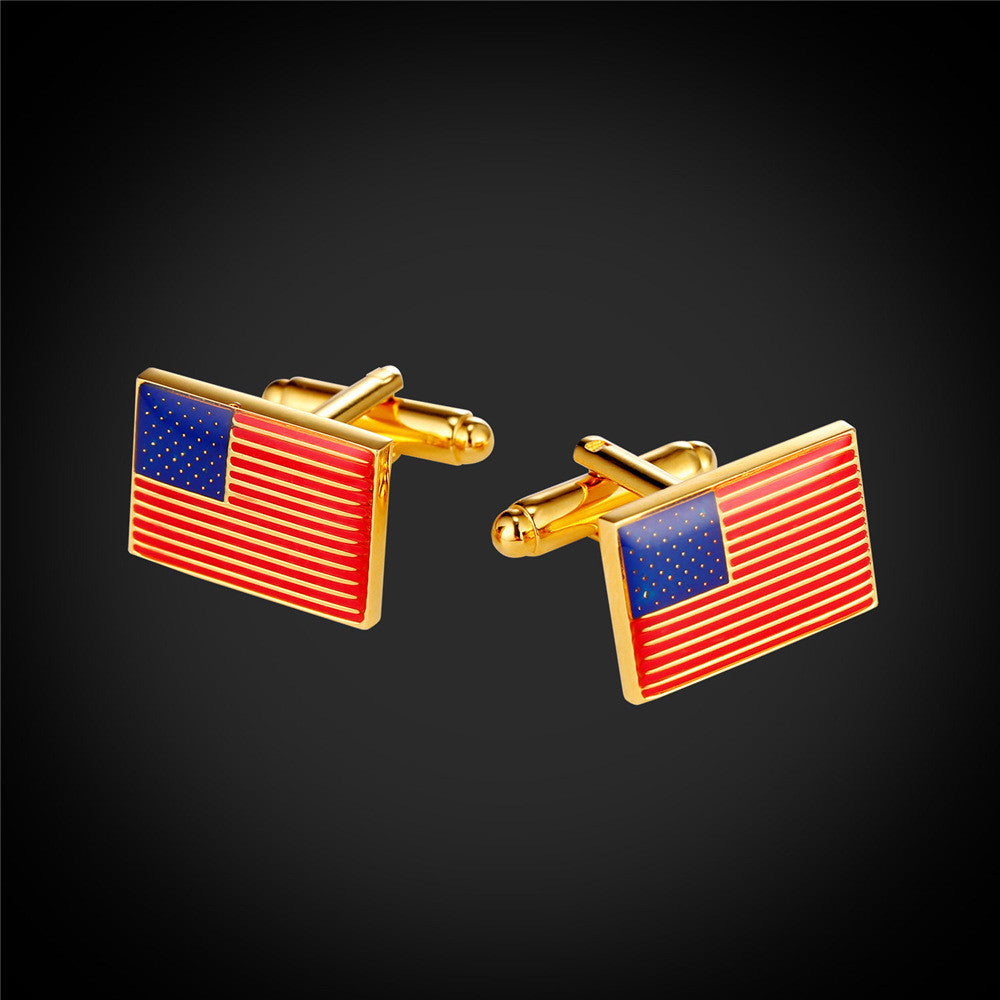 USA Flag Fashion Gold Plated Cufflinks