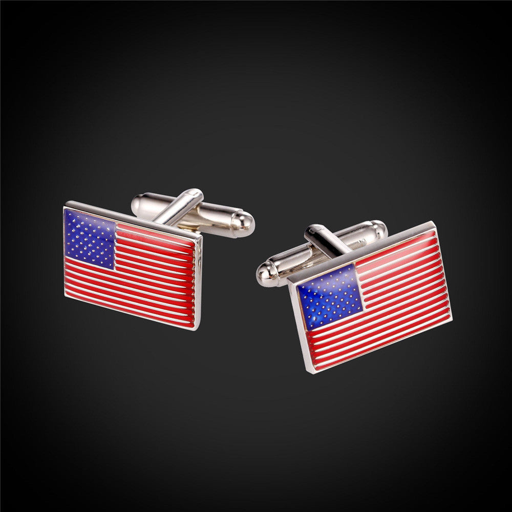 USA Flag Fashion Gold Plated Cufflinks