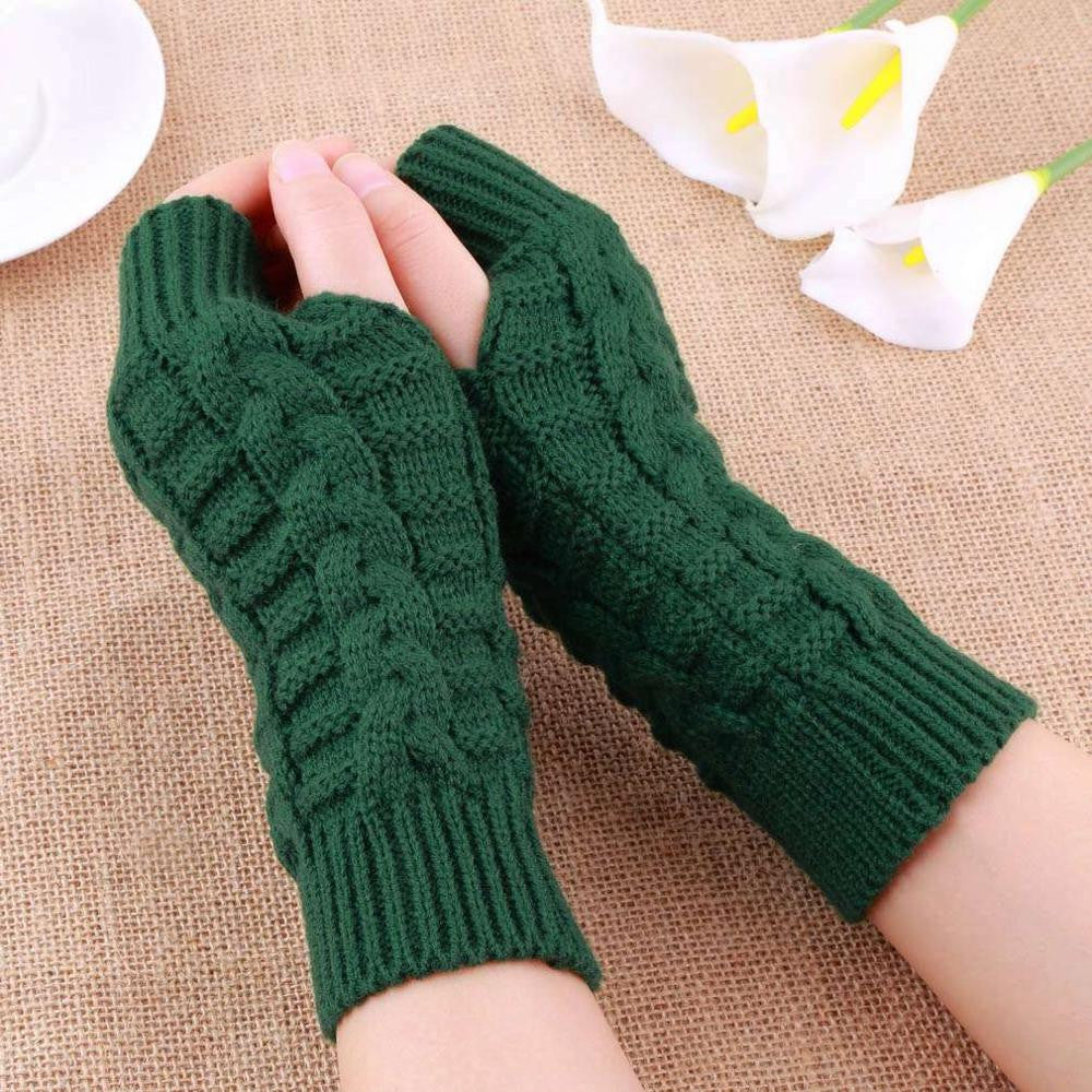 Unisex Knitted Long Stretchy Fingerless  Gloves For Women