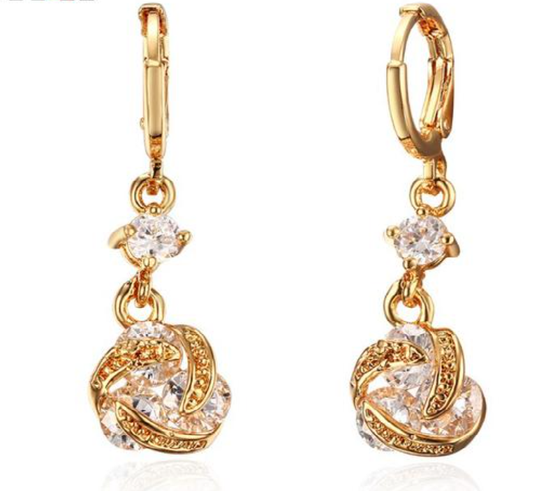 Crystal Zirconia Indian Gold Plated Earrings