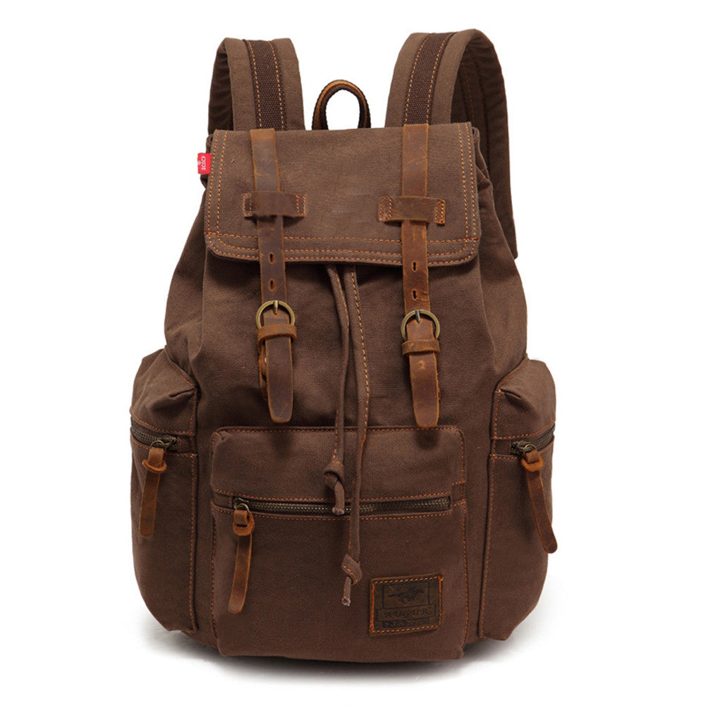 Vintage Men Casual Canvas Leather Backpack in 5 Color bmb