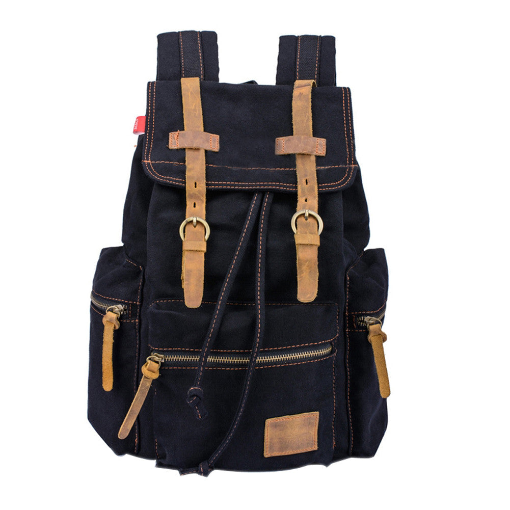 Vintage Men Casual Canvas Leather Backpack in 5 Color bmb