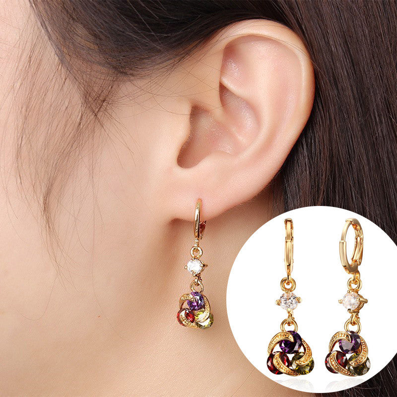 Crystal Zirconia Indian Gold Plated Earrings